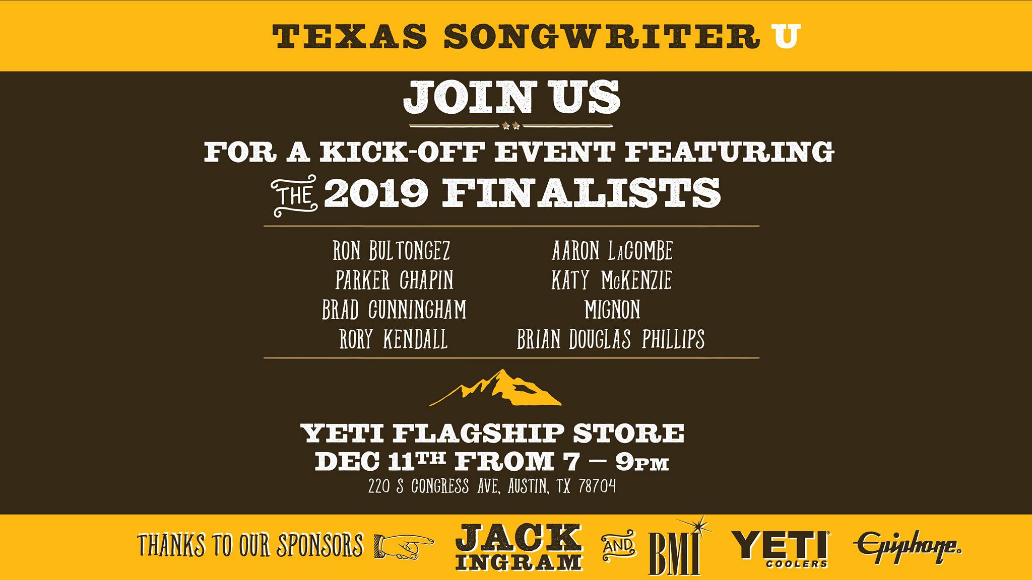 Texas Songwriter U: Yeti Flagship Kickoff 2019 - Texas Songwriter U