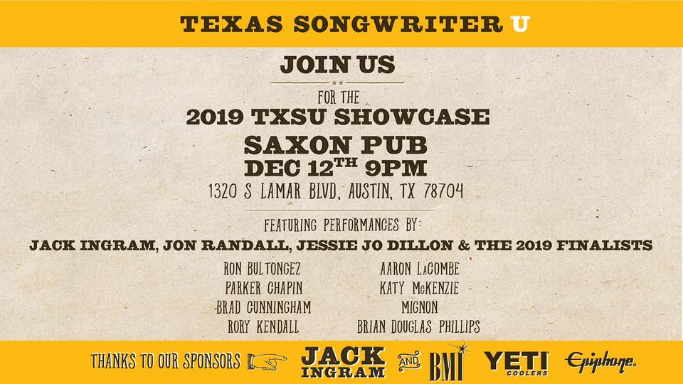 Texas Songwriter U: Saxon Pub Showcase 2019 - Texas Songwriter U